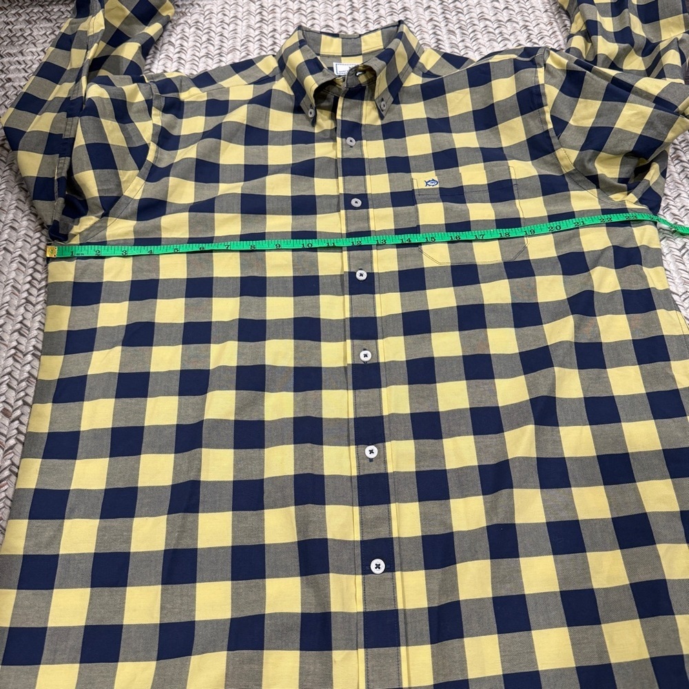 Southern Tide Yellow and Blue Checkered Classic Fit Button Down Long Sleeve - Picture 10 of 12